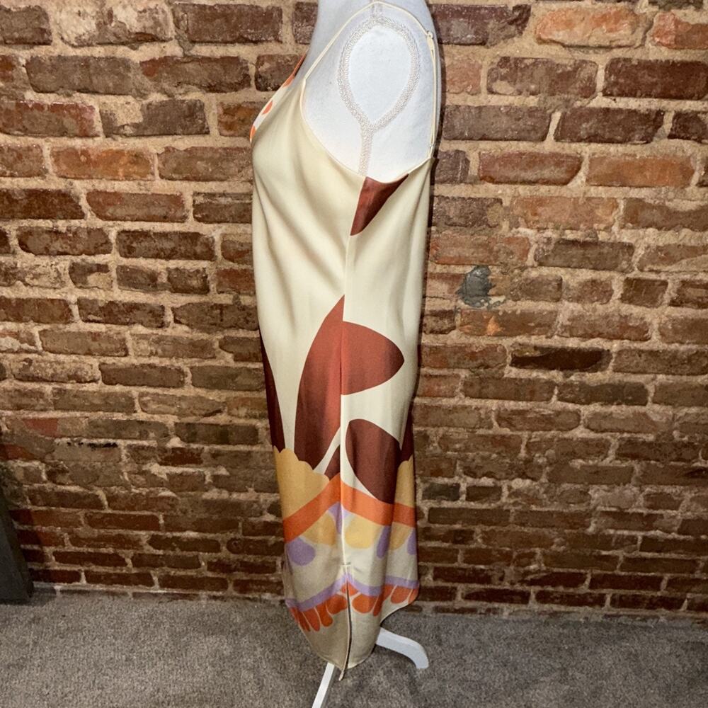 Gianni Bini Dress Sz 6 Floral Butter Yellow Satin Sexy Classy Old Money Midi Y2K - Picture 3 of 8